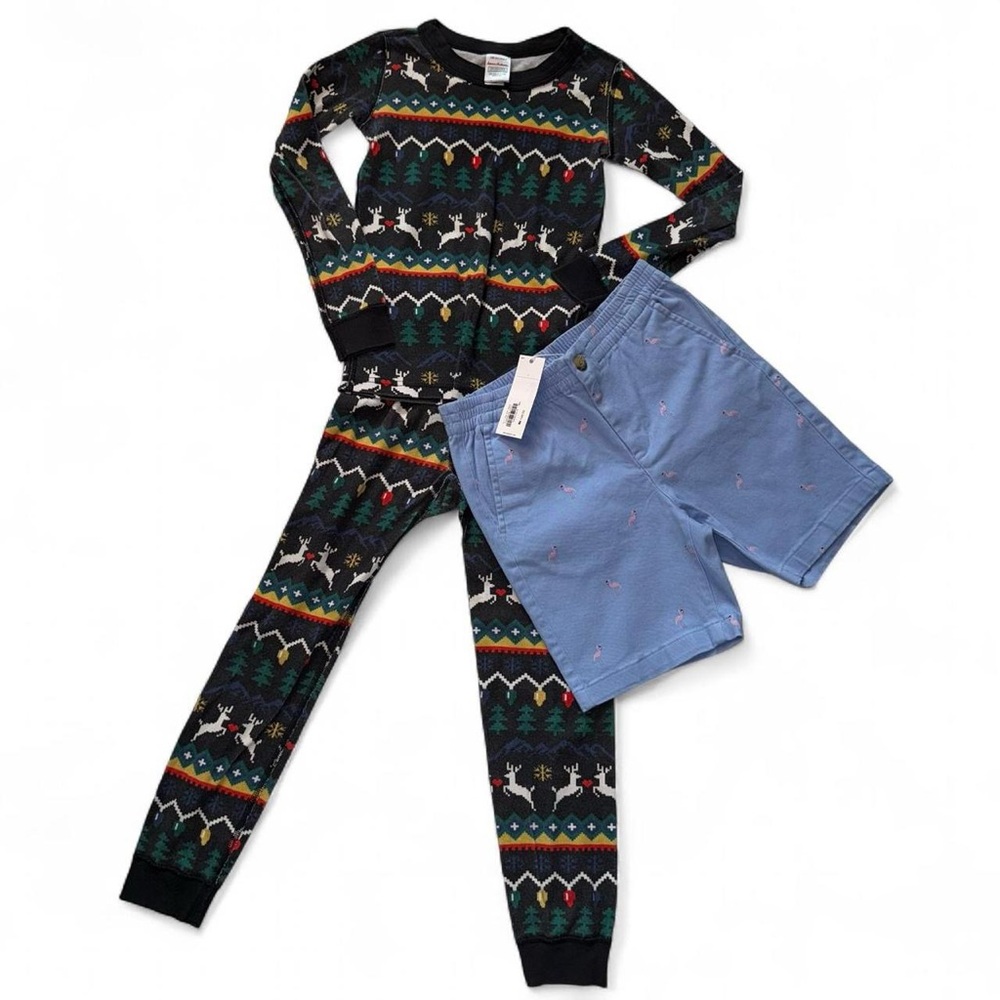 Christmas PJs & NWT Janie & Jack Denim Shorts Bundle - Boys Size 6-7